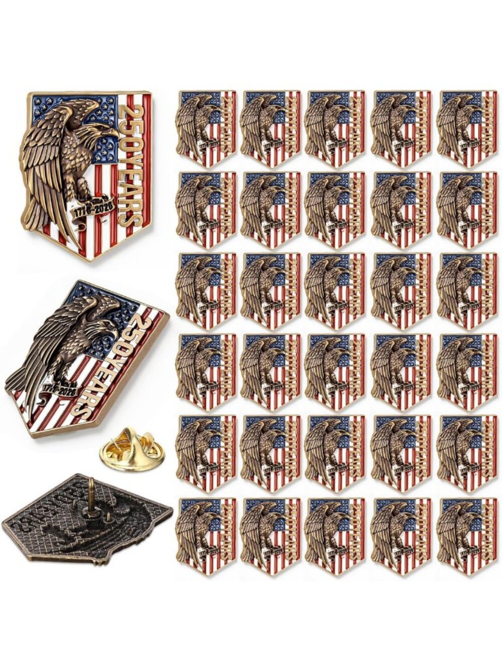 250th Anniversary Lapel Pins - 100 Pack, 1.18 Inch Commemorative Pins
